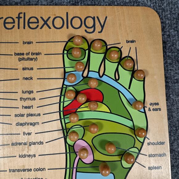 XpresSpa Foot Reflexology Wooden Massage Board Chart Acupressure Tool - Picture 4 of 7